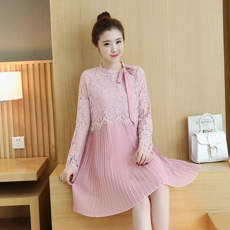 Одежда для беременных новое поступление хлопковое кружевное лоскутное платье с