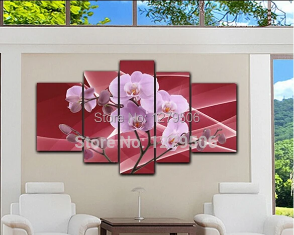 Ручной работы 5 шт. масло Картины на картины холсте с изображением фиолетовых