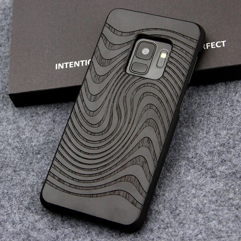 for Samsung S9 case Galaxy plus cover shockproof protective capas coque real Wood carving phone cases |