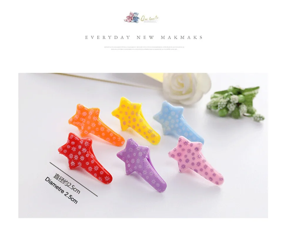 6 шт./лот Пять Звезда Форма Заколки Дети Точка Аксессуары Для Волос Принцесса Моды