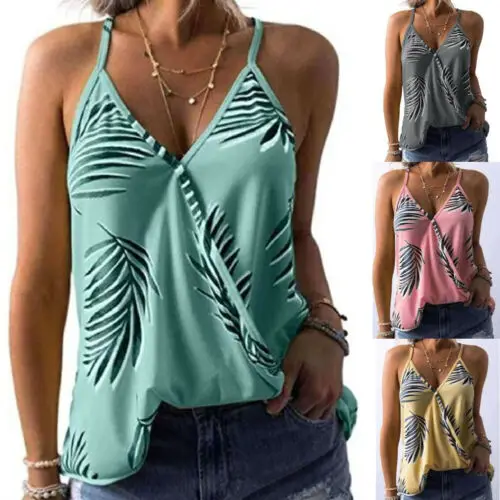 Женская свободная майка без рукавов с V-образным вырезом модная Повседневная