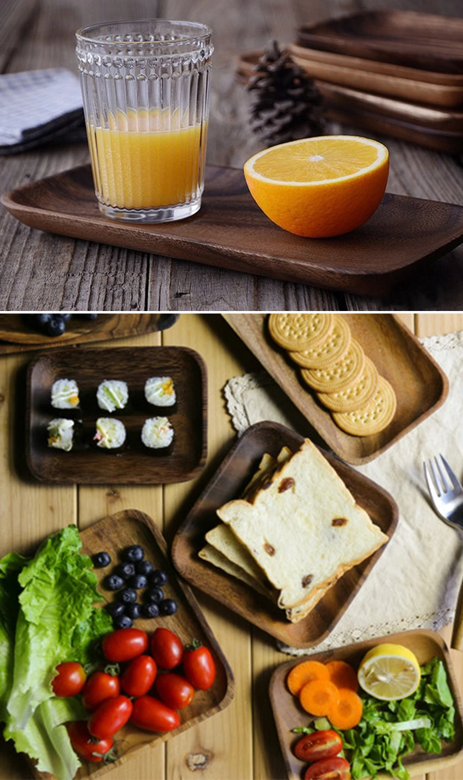 CAKEHOUD тарелки из цельного дерева, акация, дерево, фрукты, десерт, кофе, салат, квадратный поднос, тарелка в японском стиле, обеденные тарелки, тарелки раколовка