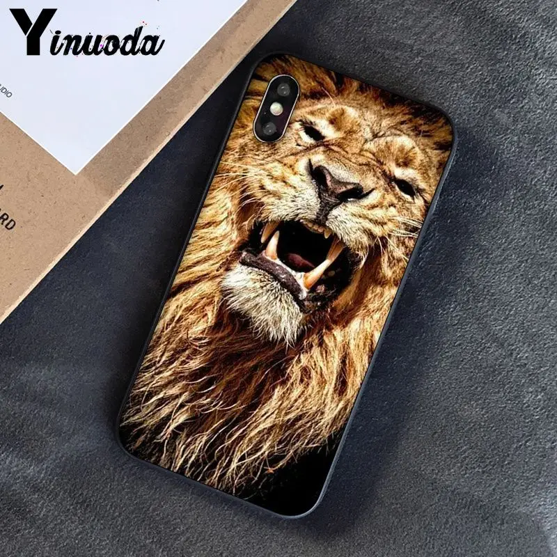 A8 Yinuoda Lion tiger Модный милый животный черный чехол для телефона чехол для Apple iPhone 8 7 6 6S Plus X XS MAX 5 5S SE XR чехлы - Цвет: A8