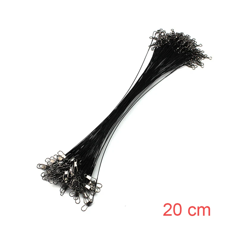 Black 20CM 50 шт./упак. анти-укус рыболовные провода линии поводок приманки рыболовный крючок леска 15 см/21 см/25 см рыболовный поводок с шарнирным соединением оснастка рыболовные A19 - Цвет: Black 20CM