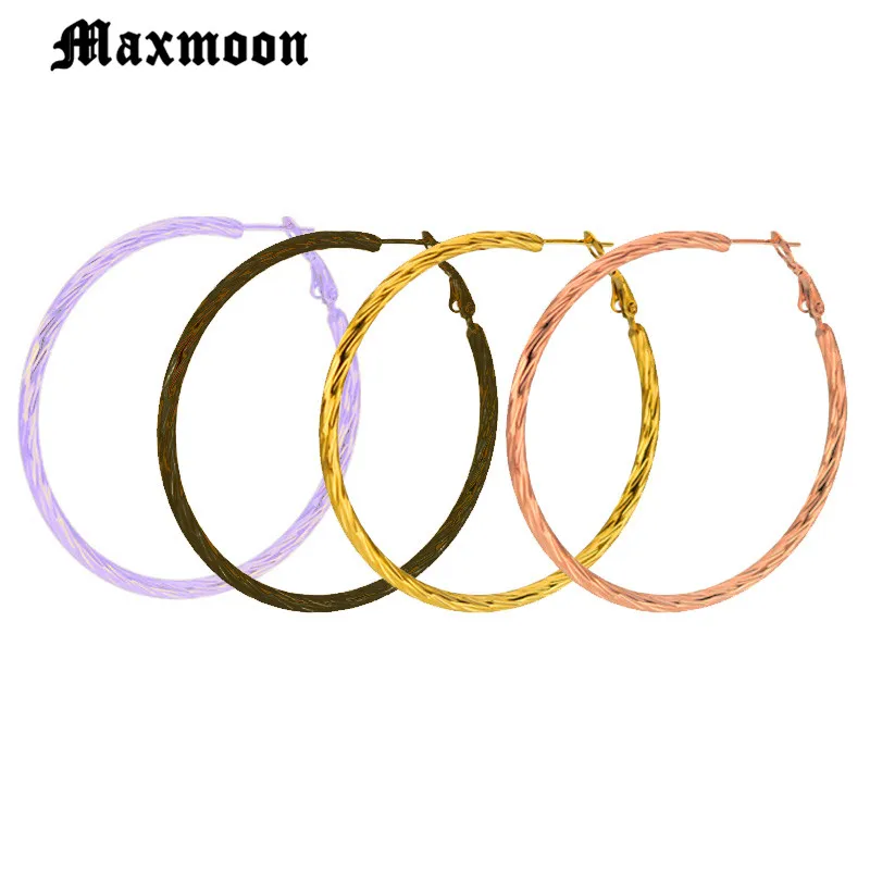 Серьги-кольца Maxmoon женские из нержавеющей стали простые большие круглые