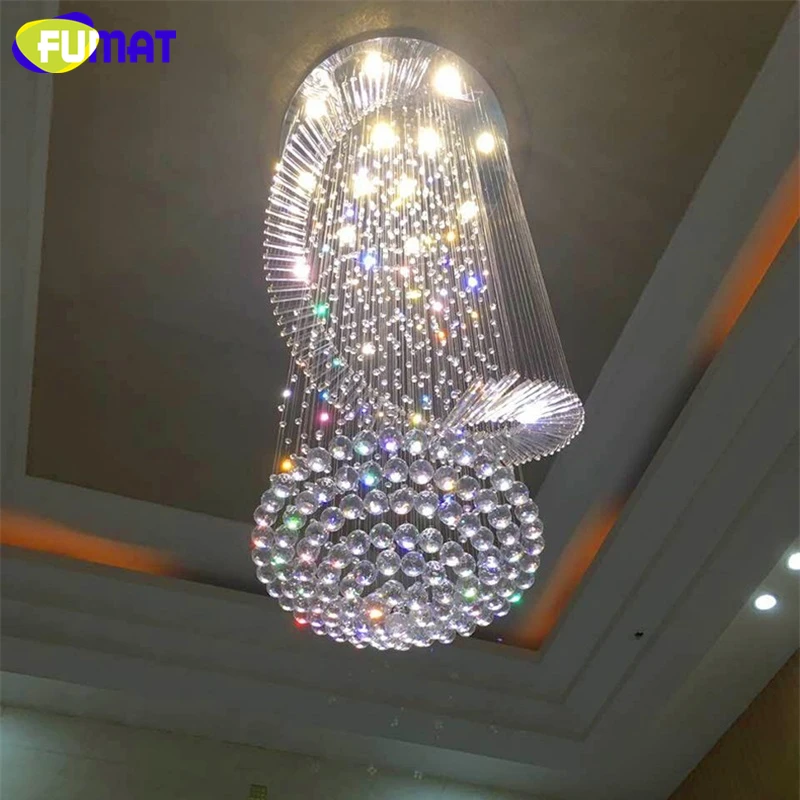 買取 FUMAT クリスタル天井ランプ UFO スパイラル DNA 花階段現代ヴィラシャンデリア照明調光器具モールライト
