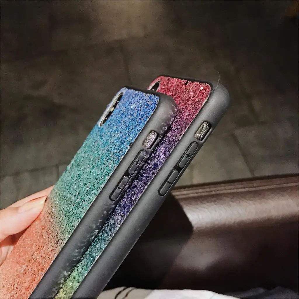 Роскошный блестящий чехол в градиентном для Huawei Y7 Prime Y9 2019 2018 Honor 8X 8C 7C 10 Lite 7X P30 Pro