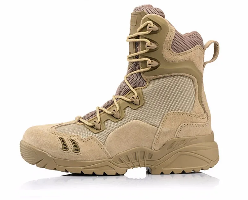 Outdoor Winter army Military Tactical Special Force Leather men s shoes breathable climbing hiking Boots Desert Combat Boats