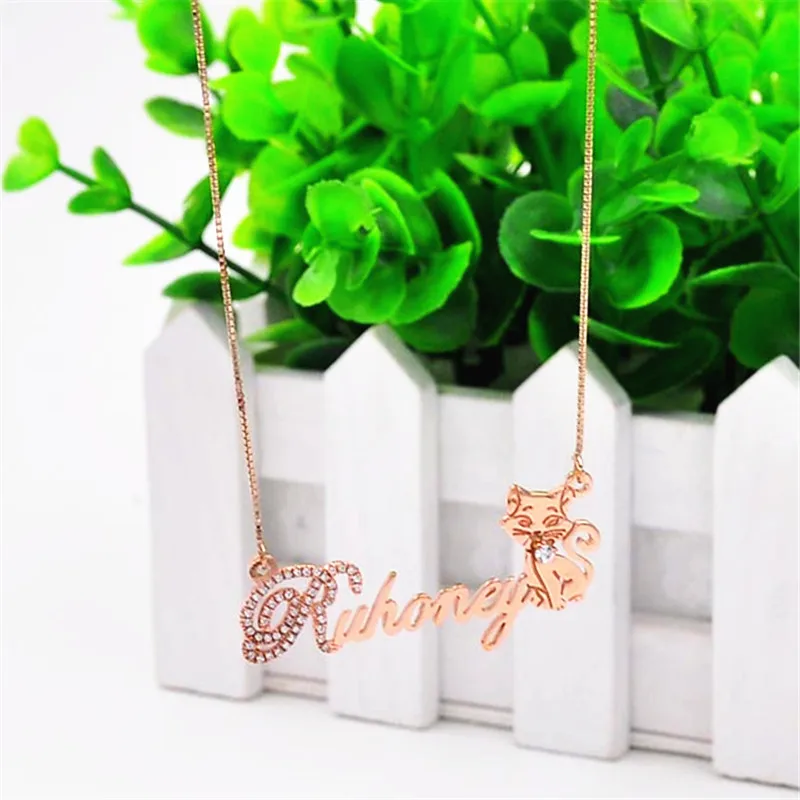 Ожерелье с именем на заказ хрустальное ожерелье табличкой котенком красивая