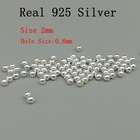 925 проба стерлингового серебра, 100 шт.лот 2 мм круглые серебряные бусины, серебряные ювелирные изделия