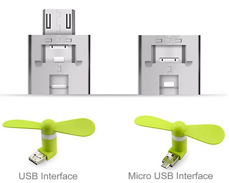 Мини вентилятор 2 в 1 Micro/USB OTG маленький портативный вращающийся кулер USB