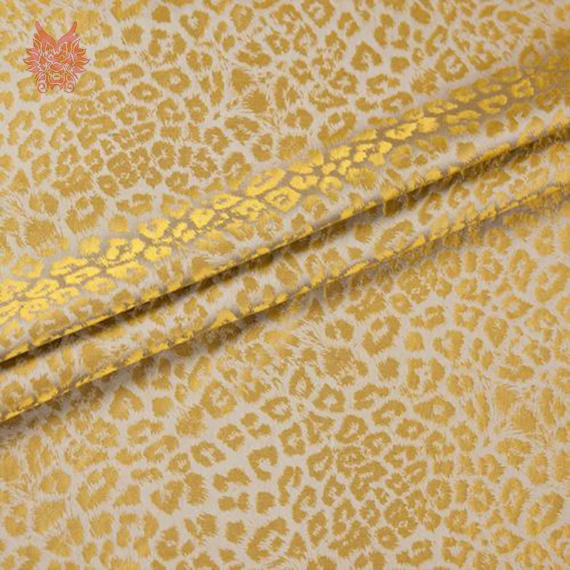 Дизайнер светло-фиолетовый золотой леопард жаккардовые шелковые ткани для