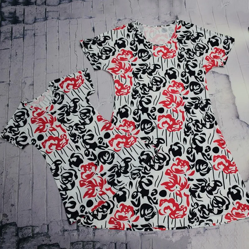 Платья для мамы и дочки сезон весна-лето платье с короткими рукавами девочек