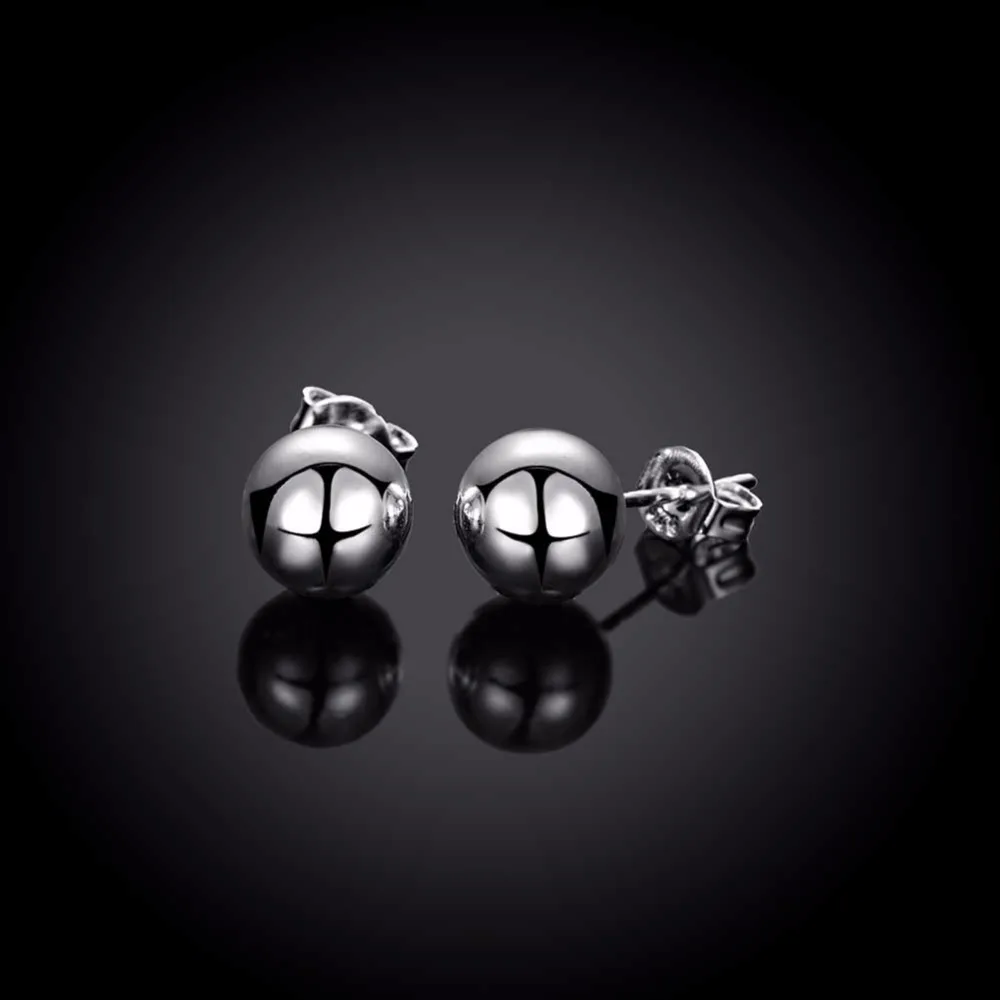 Женские серьги шарики из серебра 925 пробы 8 мм|earrings fashion|925 sterlingearrings earring |