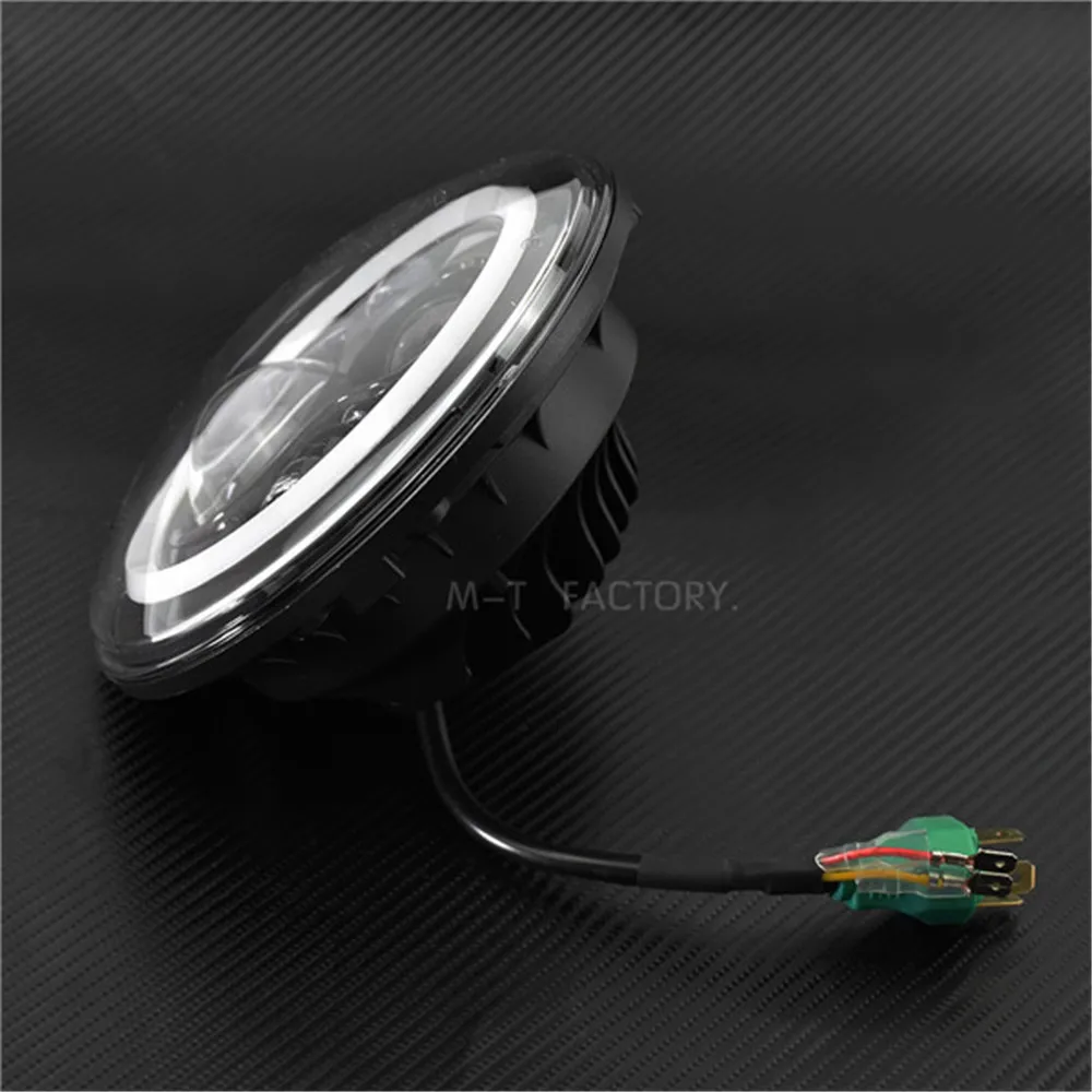 Налобный фонарь для мотоцикла светодиодный черный налобный 7 дюймов с ангельским