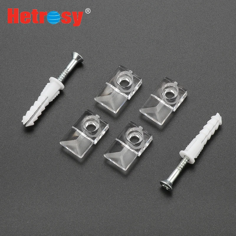 

Hetrosy 4.1MM Plastic Mirror Clamps frame clips Glass Shelf Support Mirror Holder for Bedroom Bathroom Pack 6PCS