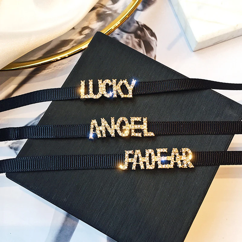 Lucky Angel Initial Choker Necklace 2019 New Luxury Rhinestone Letter For Women Wedding Party Jewelry Koyle | Украшения и