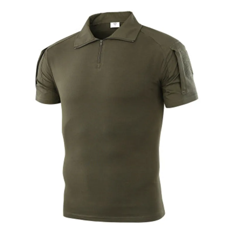 army green ZXQYH Летняя мужская футболка с коротким рукавом, анти-пот, армейская Боевая тактическая футболка, военная камуфляжная уличная Треккинговая рубашка - Цвет: army green