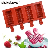 silikolove diy silicone ice cream mold popsicle moulds chocolate 4 cavities ice lolly moulds with sticks cake baking bpa free