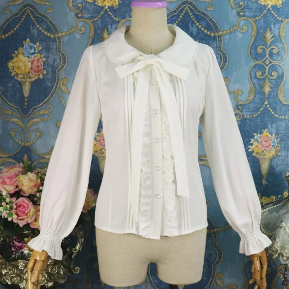 Женская шифоновая блузка с длинным рукавом черная белая красная рубашка в