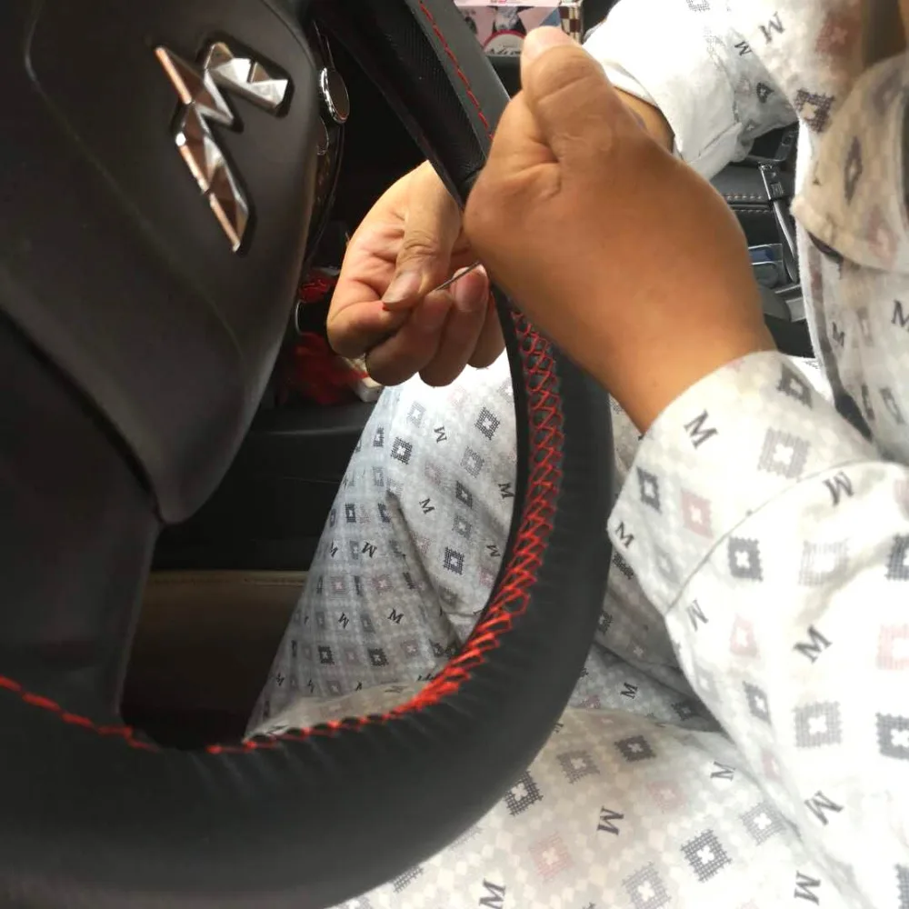 Soft Leather 38cm Car Steering Wheel Cover With Needle and Thread Interior Accessories Used For Bucik/Ford/Chevrolet/Volvo Etc | Автомобили