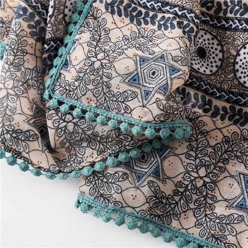 Женский большой хиджаб искусственная кожа винтажный тотем цветное одеяло милый