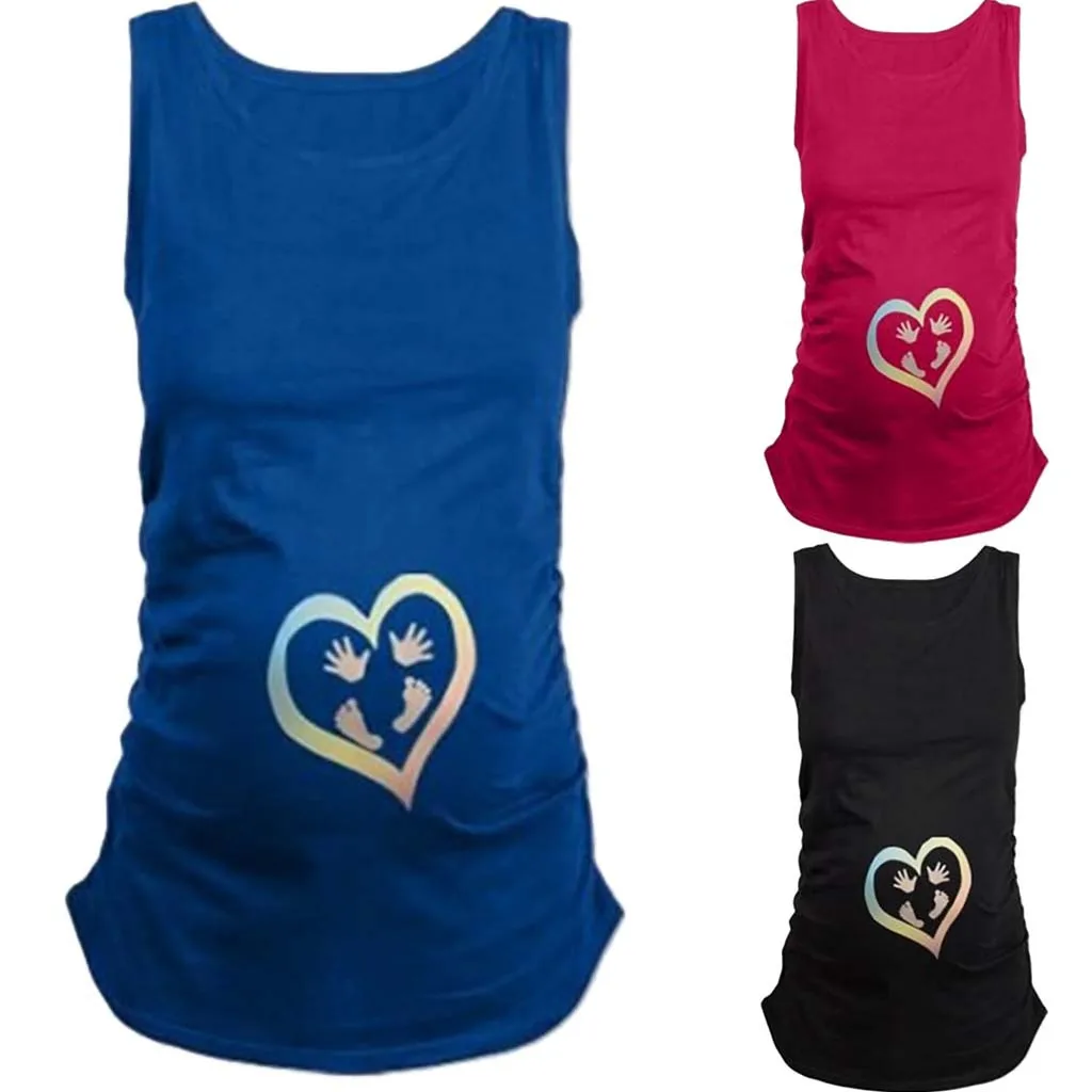 Женская одежда для беременных модная майка без рукавов с принтом летняя блузка