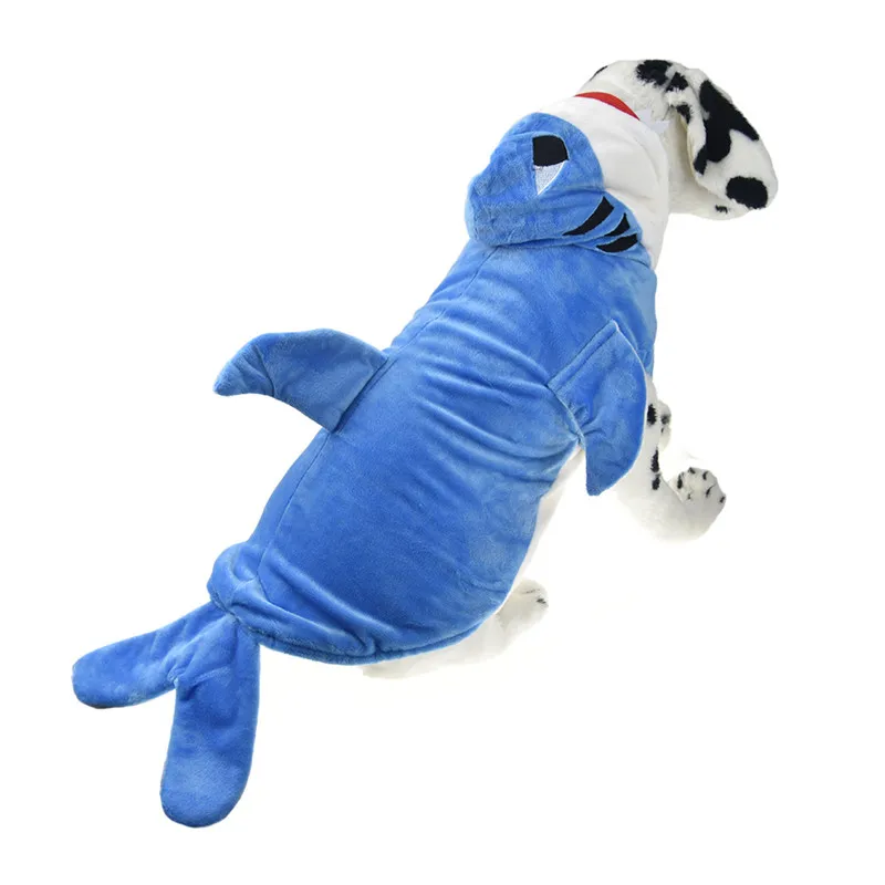 Хэллоуин для домашней собаки костюм акулы одежда большой Зимняя Теплая Флисовая