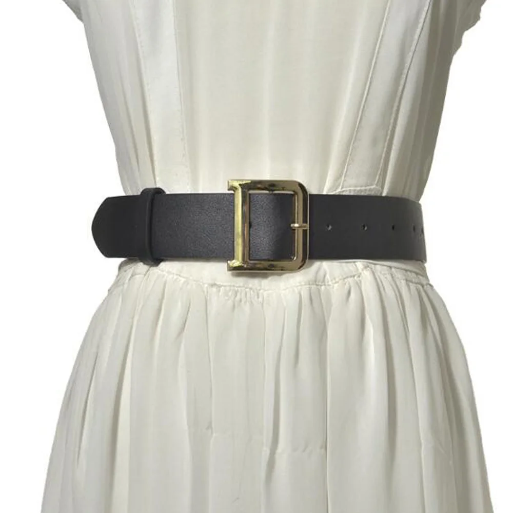 Женский ремень из искусственной кожи с металлической пряжкой винтажный черный