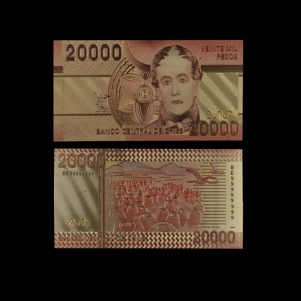 5 шт./лот новые продукты Чили 1000/2000/5000/10000/20000 песо золото банкноты красочный мир банкнот для Сувениры