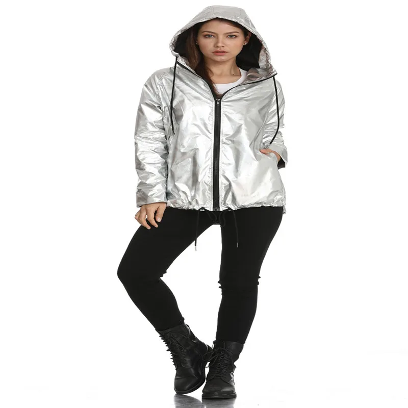 Куртка-бомбер женская с капюшоном на молнии водонепроницаемая | Женская одежда