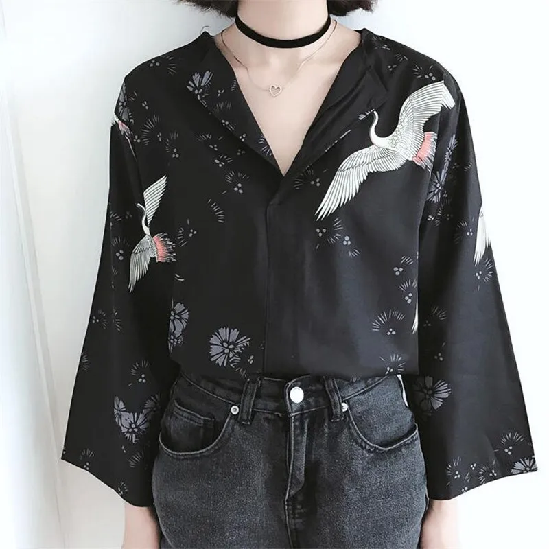 Черные женские рубашки с v образным вырезом винтажные блузки вышивкой
