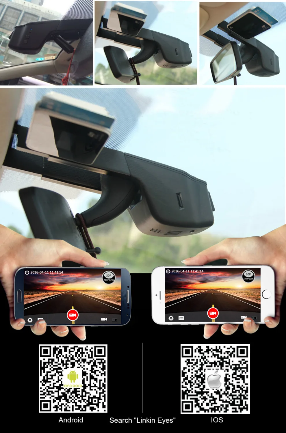 HD 1296P Ambarella A7LA50 Автомобильный видеорегистратор камера Dash Cam черный ящик 30fps ADAS wifi приложение MIC WDR HD