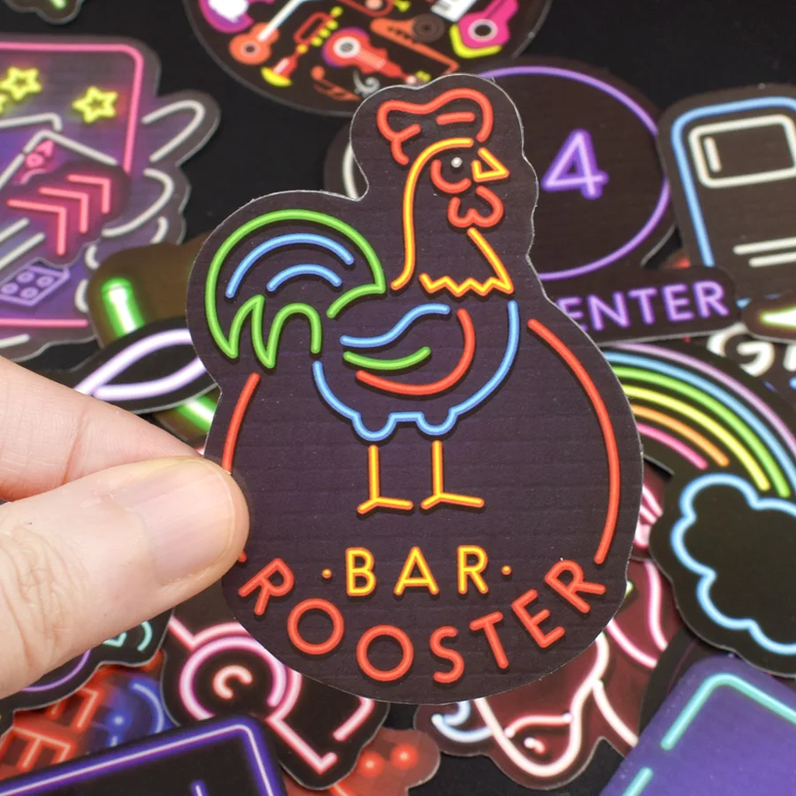 50 шт. неоновая световая наклейка аниме икона животные милые Надписи Наклейка s