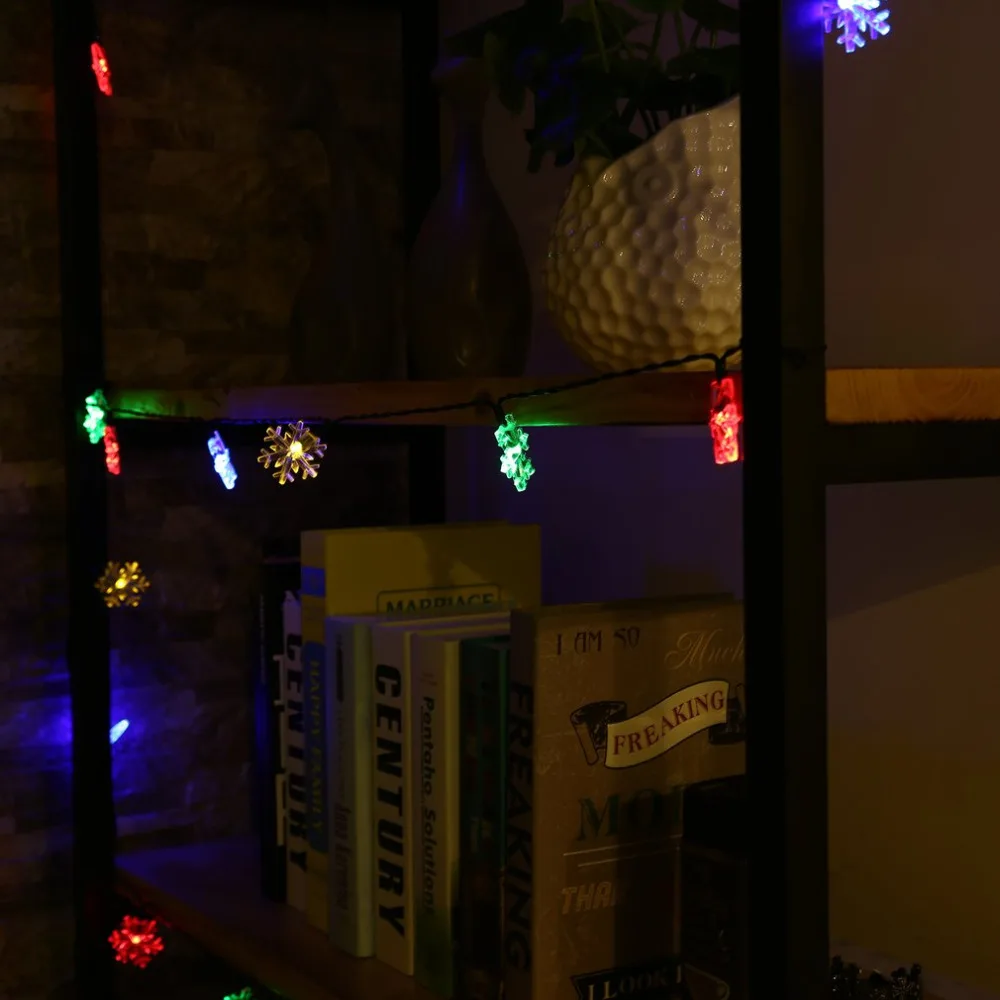 20 светодиодный солнечный снег хлопья струны водонепроницаемый Снежинка строка