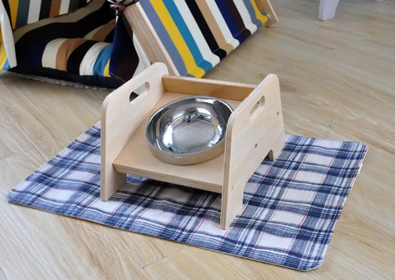Square food bowl SUFEILE домик для питомца для щенка/палатка для котенка товары для домашних животных моющаяся домашняя кровать для собаки+ палатка собачья Конура сосна+ холст D40 - Цвет: Square food bowl