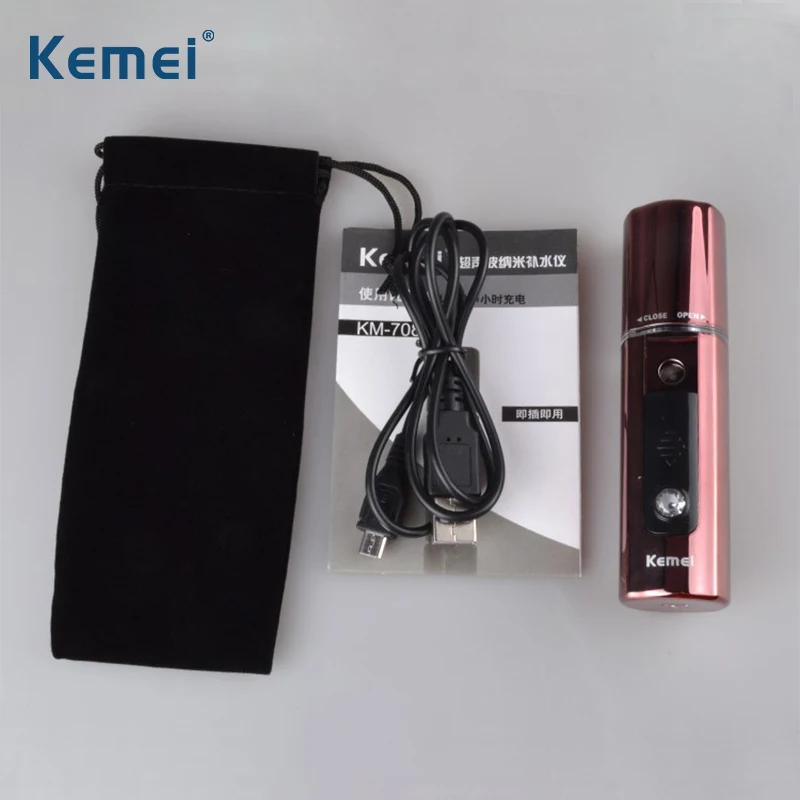 Kemei Ультразвуковой Nano Лица Пароход Handy Facial Spa Опрыскиватель 1 Час Быстрая Зарядка