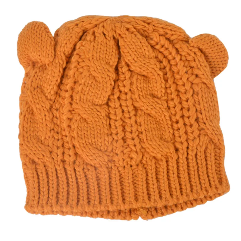 Laamei Women Beanie Devil Horns Winter Cat Ear Crochet Braided Knit Wool Cap Hat Woem Knitted Harajuku Kawaii Ears | Аксессуары для