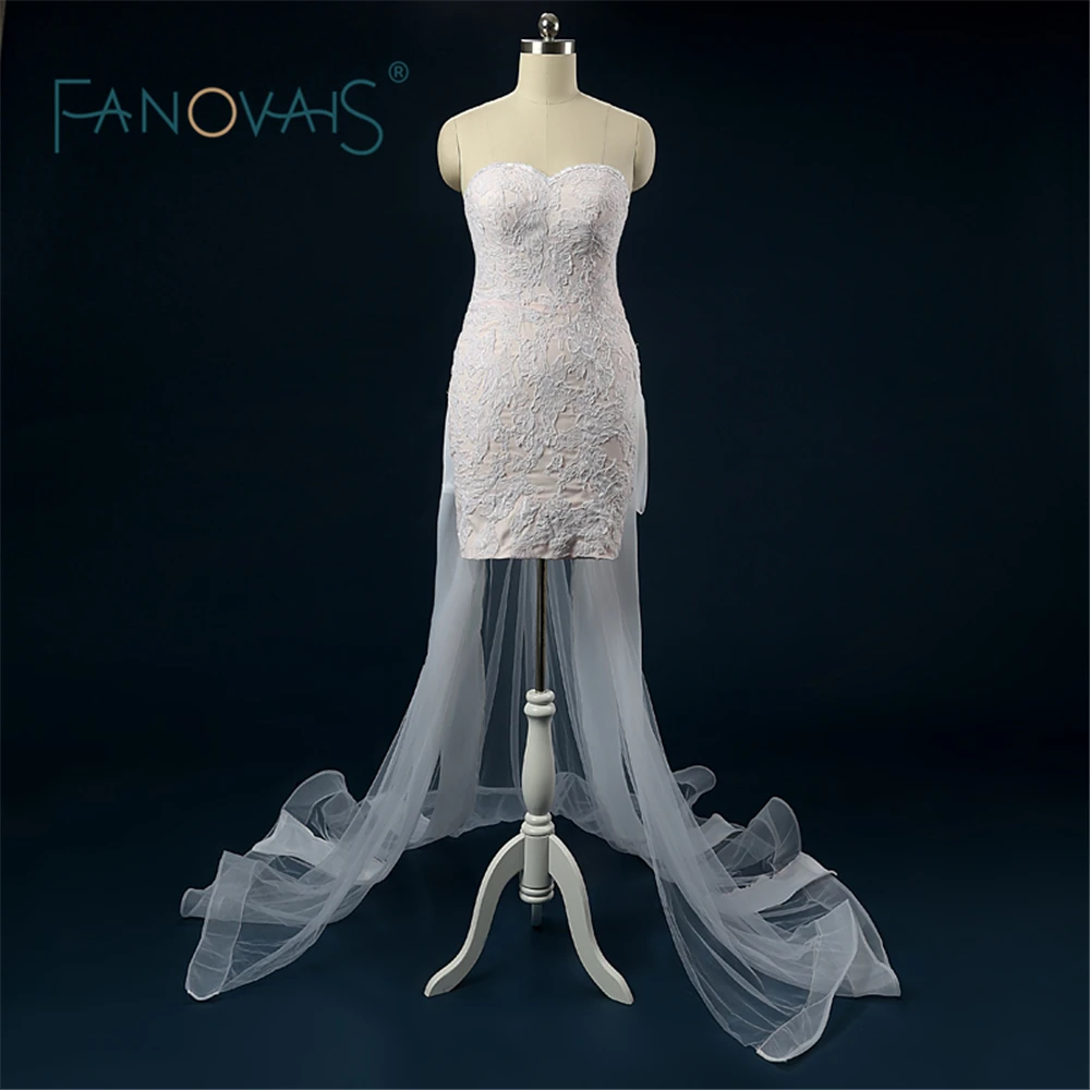 Великолепное платье из двух предметов для свадьбы со съемной юбкой и шлейфом