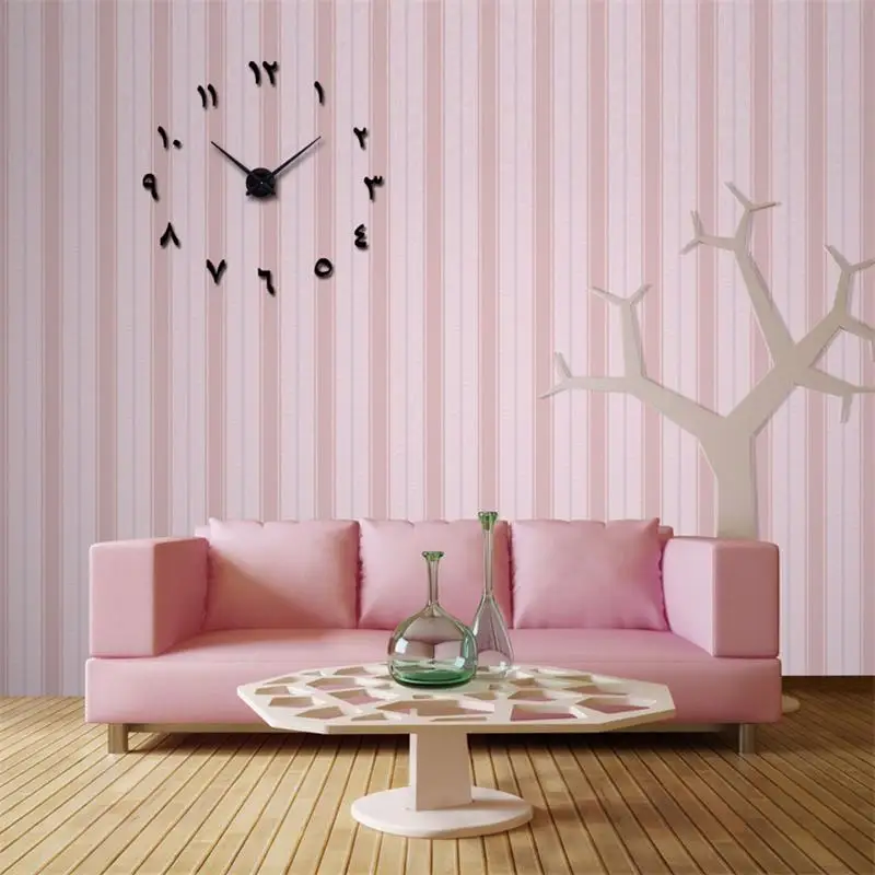 mirror effect Modern style still life diy digital Living room wall stickers home decoration quartz big watch wall clock