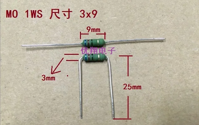 100 шт. 0.47R 0.5R 0.47ohm 0.5ohm 0,47 0,5 R ohm 1W 1WS 3x9 мм небольшой металлический оксидный пленочный резистор Сопротивление цветному кольцу
