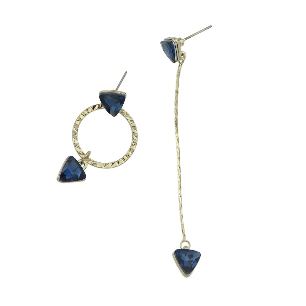 Boho Серьги серебро Цвет длинные цепи Асимметричный с голубой Треугольники со