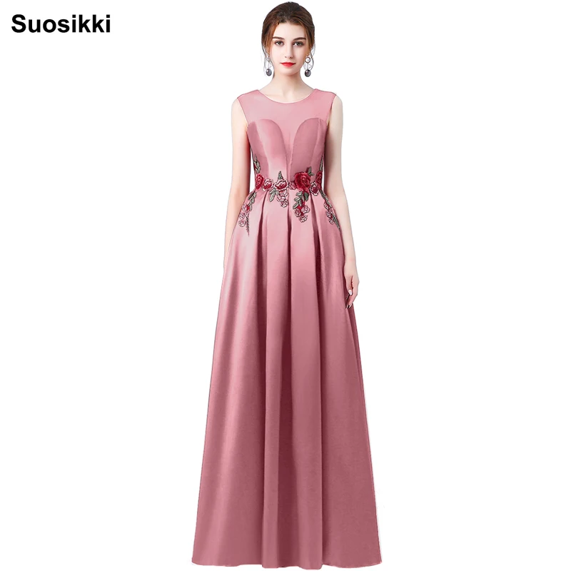 Suosikki/Новинка; длинное платье для выпускного вечера; vestidos de festa; платье трапециевидной формы с цветочным рисунком и рукавами-крылышками; вечернее платье; ; Robe de soiree - Цвет: Dark pink