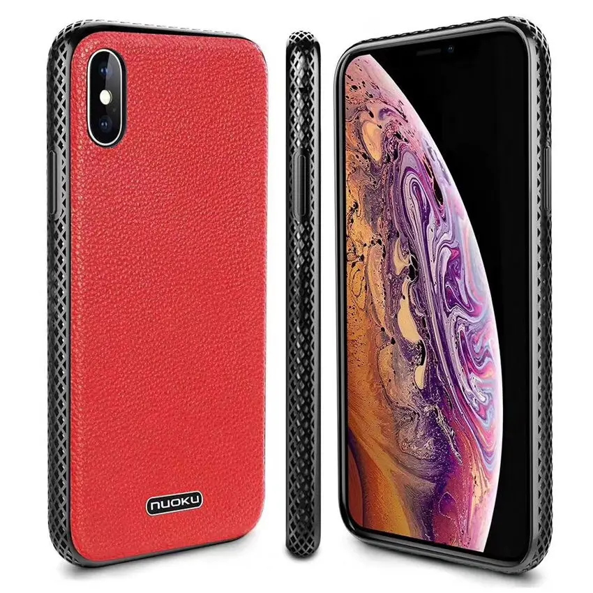 Роскошный чехол для телефона из натуральной кожи для iPhone 7, 8 Plus, X, бизнес, мягкая задняя крышка из ТПУ для iPhone XR, XS Max, теплоотвод, чехол - Цвет: Red