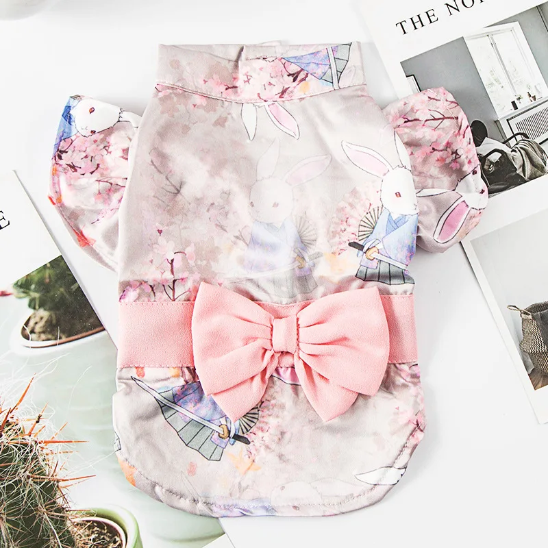 Юбка для маленькой собаки щенка кошки платье питомца плюшевое цветочное кимоно