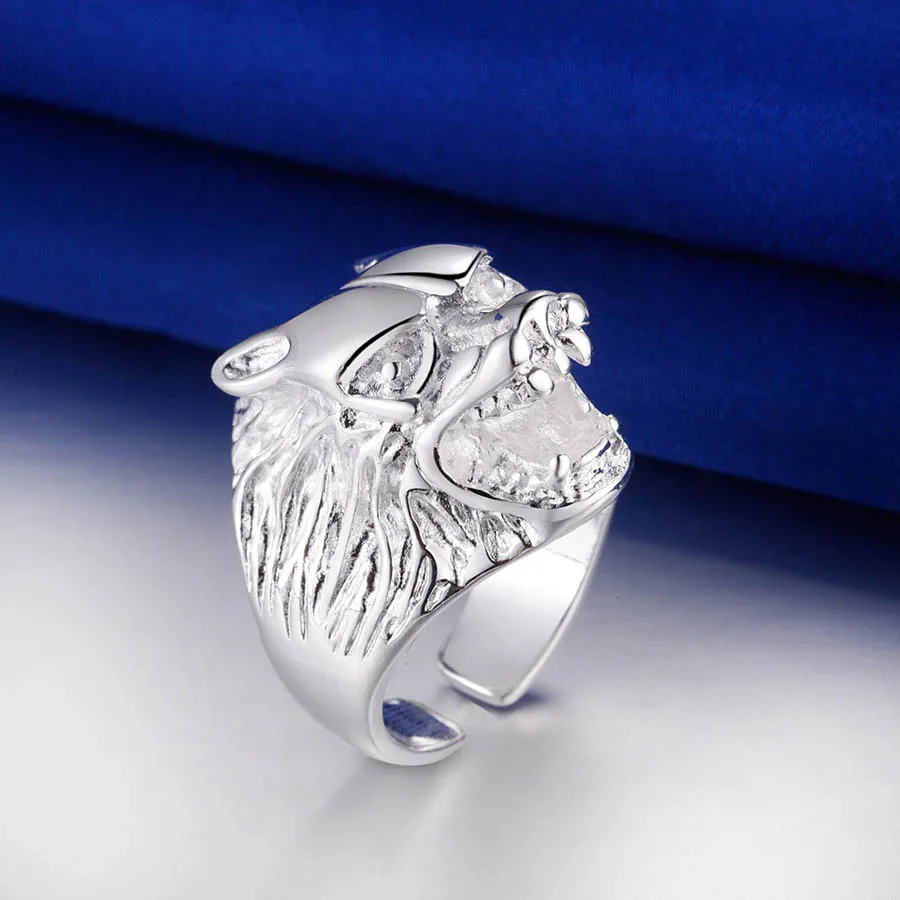 2020 Мода серебро ювелирные изделия регулируемый Викинг Волк круглое кольцо Lobo