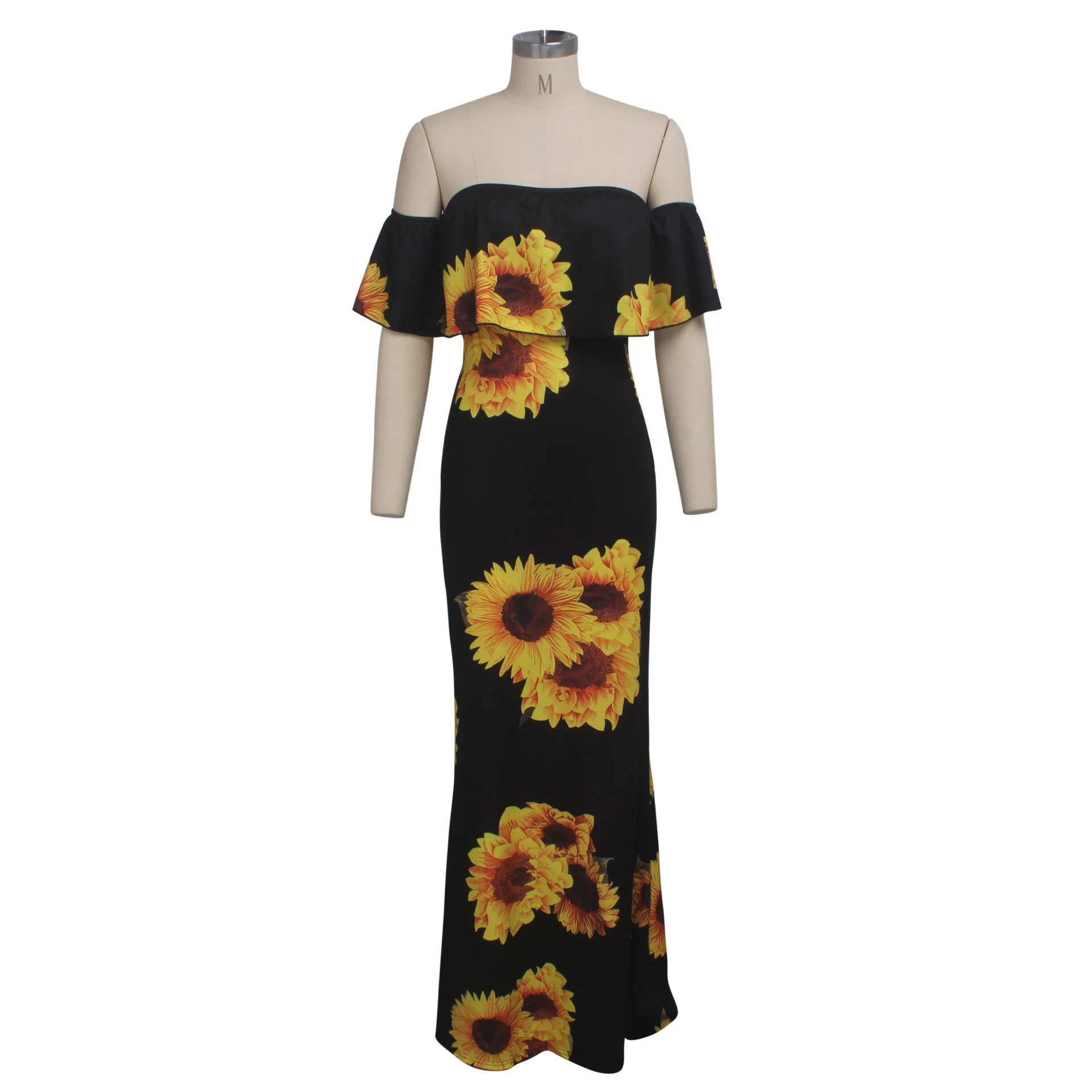 Женское прямое длинное облегающее платье без бретелек с открытыми плечами и