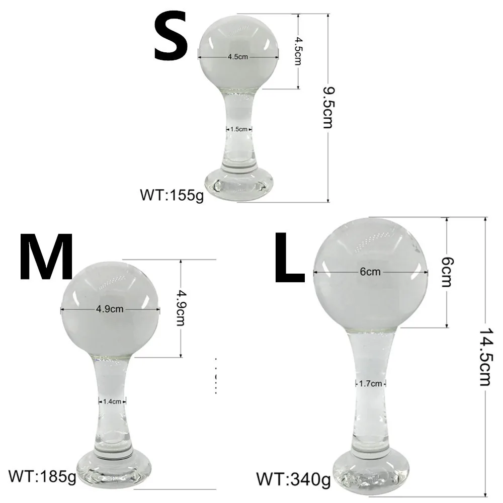 Анальная пробка 3 размера набор анальных шариков стеклянная массаж простаты