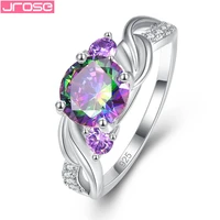 jrose double row aaa cubic zircon engagement rings for women wedding band bijoux femme anillos mujer silver 925 jewelry