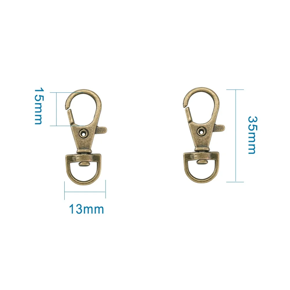 

500pcs Alloy Swivel Lobster Claw Clasps Swivel Snap Hook Jewellery Findings Nickel Free Antique Bronze Color, about 13mm wide,